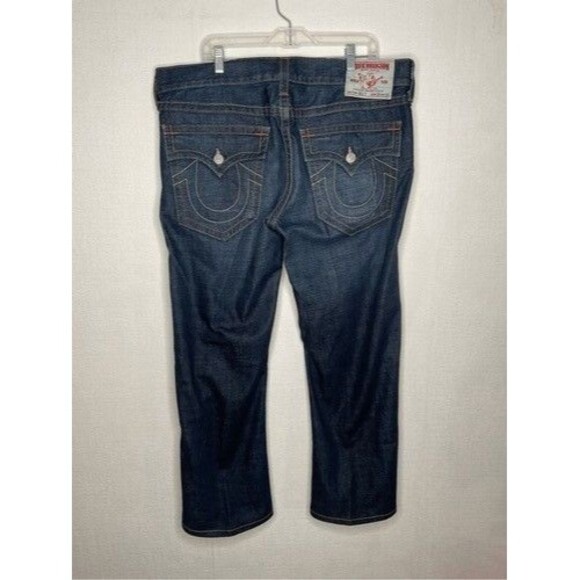 True Religion Billy Seat 34 Blue Stitching FlapPocket Straight Jeans Men Size 38 - Picture 9 of 14